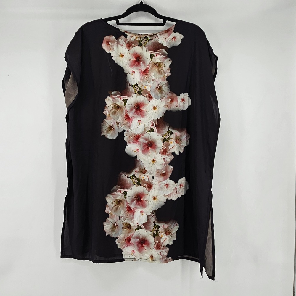 Bryn Walker Floral Tunic Top Medium Cherry Blossom Lagenlook Oversized
